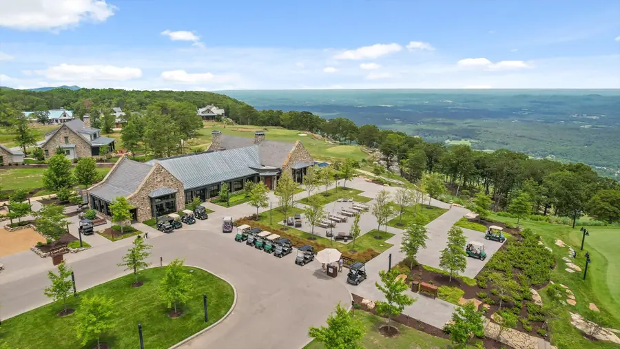 Aerial of the McLemore village buildings on the mountaintop